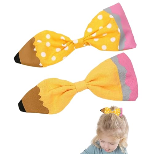 Lehrer-Haarspangen, süße Stirnbänder für Mädchen,Gelbe Bleistift-Kopfbedeckung für den Schulanfang | Haarstyling-Accessoire für den Schulanfang, niedliche Kopfbedeckung für Schüler und Lehrer von Povanjer