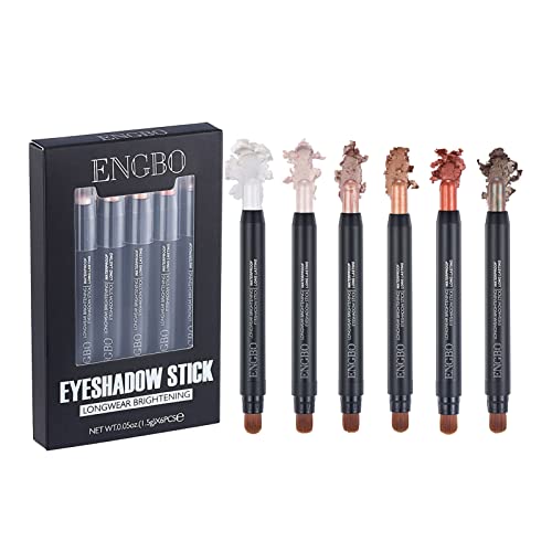 Lidschattenstift,6 Farben Lidschatten-Set - Shiny Coloured Sticks Lidschattenstift Augen Make-up, Langanhaltender, Glatter Lidschattenstift Povanjer von Povanjer