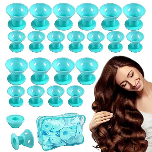 Magic Rollers Lockenwickler,40-teiliges Overnight Heatless Silikon-Lockenwickler-Set für Damen - Lockenwickler für Zuhause, Salon, DIY-Frisur, für Damen und Mädchen, mittellanges, langes und Povanjer von Povanjer