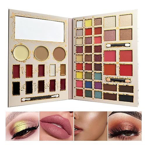 Make-up-Lidschatten-Paletten-Set,Make-up-Palette für Damen mit Pinsel-Set | Lidschatten-Paletten-Set für Mädchen, hochpigmentiertes professionelles Make-up-Set mit Spiegel Povanjer von Povanjer