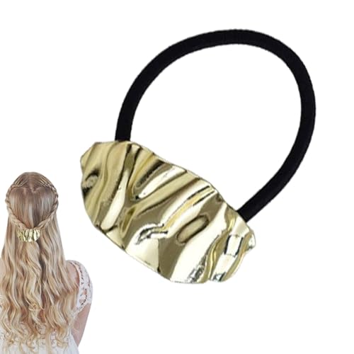Metall-Pferdeschwanz-Manschette, goldene Haargummis | Geometrische Haarmanschette, Pferdeschwanzhalter, Pferdeschwanz-Haargummis | Modische Haargummis für Mädchen, Pferdeschwanz-Stirnband, von Povanjer