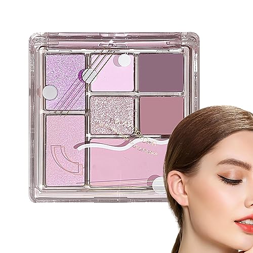 Natürliche Lidschattenpaletten | Bunte, matte und schimmernde gepresste Lidschatten in 7 Farben | Mattschimmernder gepresster Lidschatten, Glitzer-Make-up-Palette für Povanjer von Povanjer