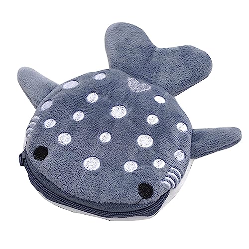 Nette Hai Brieftasche | Kindergeldbörse - Kinder Kartenhalter Brieftasche mit niedlichen Kopfhörer Fall für Mädchen für Cartoon Shark Design Stickerei Muster, grau, 1 von Povanjer