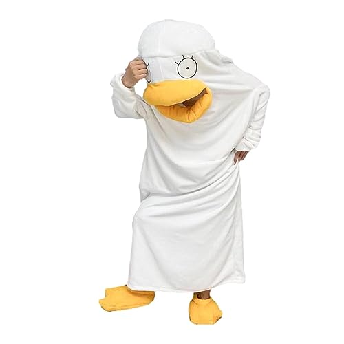 Povanjer Enten-Strampler - Plüsch Flanell Cosplay Kostü Ente - Unisex-Tierkostü, Halloween-Kostüme für Damen, Teenager, Herren, Cosplay von Povanjer