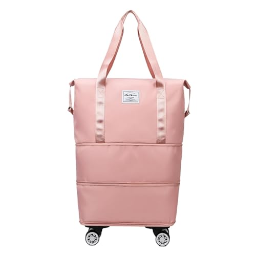 Povanjer Faltbare Reisetasche | Erweiterbar Reisetasche Handgepäcktasche Mit Abnehmbar Rollen | Weekender Gym Travel Bag Für Sport & Reisen | Rollgepäck | Große Wochenendtasche Für Damen Und Herren von Povanjer