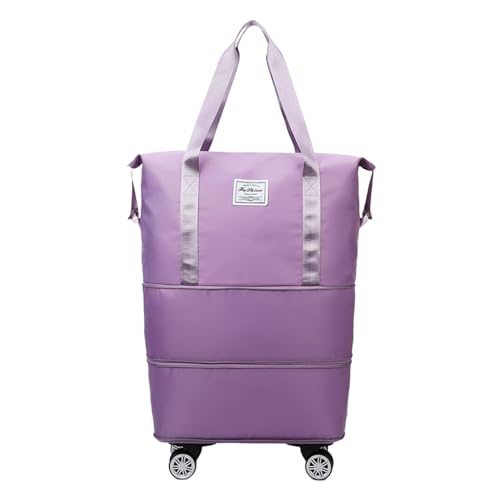 Povanjer Faltbare Reisetasche | Erweiterbar Reisetasche Handgepäcktasche Mit Abnehmbar Rollen | Weekender Gym Travel Bag Für Sport & Reisen | Rollgepäck | Große Wochenendtasche Für Damen Und Herren von Povanjer