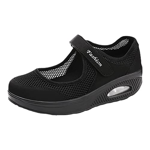 Povanjer Luftkissen-Slip-On-Schuhe | Orthopädische Slip-On-Schuhe mit Dicker Sohle für Damen - Air Cushion Shoes Elastische gewebte Damen-Wanderschuhe zum Hineinschlüpfen von Povanjer