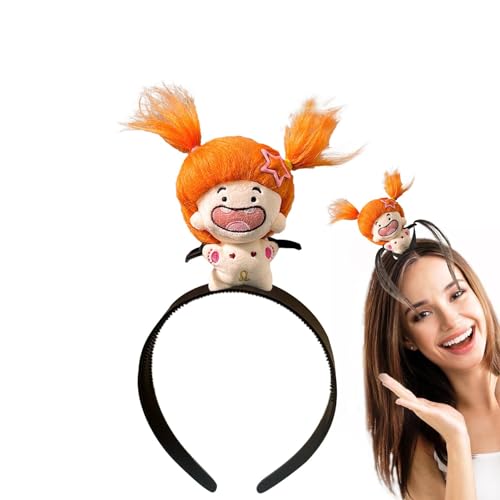 Povanjer Puppen-Haarreifen,Plüsch-Puppen-Haarreifen,Cartoon Plüsch Haarband Puppe Stirnband - Tragbare Puppenhaar-Stirnbänder, Haarschmuck, Plüschpuppen-Kopfschmuck für Kinder von Povanjer