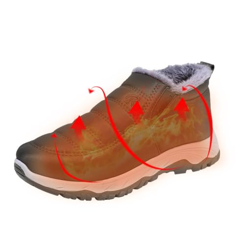 Schneestiefel, wasserdicht, rutschfest, mit Pelzfutter, modische Stiefeletten für Damen und Herren, Schlupfstiefel, für drinnen und draußen Schneestiefel, wasserdicht, rutschfest, mit Pelzfutter, modische Stiefeletten für Damen und Herren, Schlupfstiefel, für drinnen und draußen von Povanjer