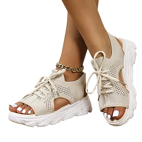 Povanjer Sommer-Damensandalen Orthopädische Slide-Sportsandalen Mit Fußgewölbeunterstützung Keilsandalen Mesh-Plattform Weiche Sohle Lässige Sport-Damensandalen von Povanjer