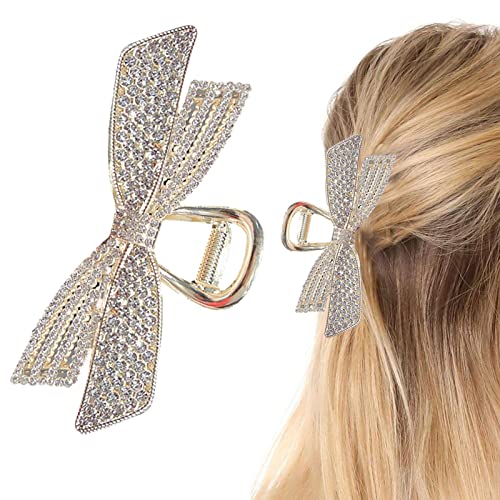 Strass Haarklammern, 4,52 Zoll 3D-Krallen-Haarspangen in Schleifenform für dünnes Haar, Perlen-Haarklammern für Frauen und Mädchen, rutschfestes Haar-Styling-Zubehör für dünnes Haar Povanjer von Povanjer