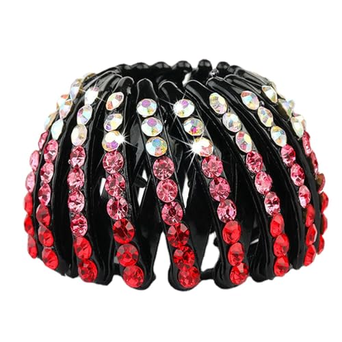 Strass Vogelnest Haarspange | Erweiterbare Haarklammern für Pferdeschwanzhalter,Bunte modische Brötchenmacher Haarschmuck Donut Brötchenmacher für Frauen Mädchen von Povanjer