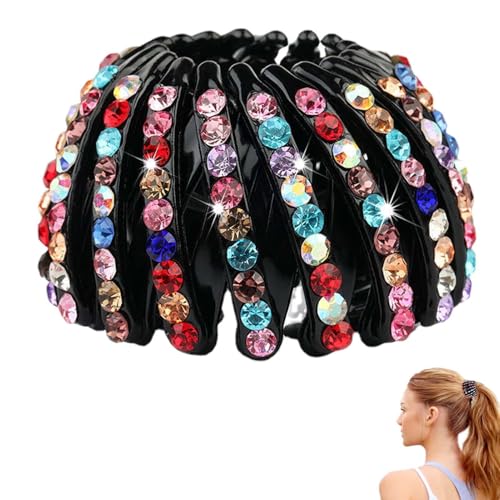 Vogelnest Haarkralle Strass, Erweiterbarer Strass-Haarhalter, Bunte modische Brötchenmacher Haarschmuck Donut Brötchenmacher für Frauen Mädchen von Povanjer