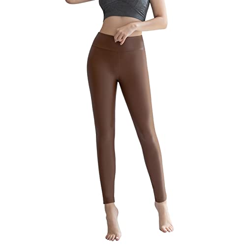 Powder Queen Damen Kunstleder Leggings Lederhose High Waist Leggings Hose Strumpfhosen Treggins Leggins Kunstleder Leggings Leder Look hüfthoch Thermal Kunstleder Winter von Powder Queen