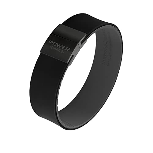 Power Ionics Turmalin Silikon Armband Herren Unisex Sportarmband für Energieausgleich, Black/Gray Silicone Band, 13 cm - 21 cm Black Buckle von Power Ionics