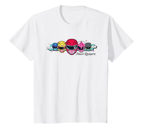 Kinder Power Rangers Retro 90er Köpfe Kinder T-Shirt Kinder Power Rangers Retro 90er Köpfe Kinder T-Shirt von Power Rangers