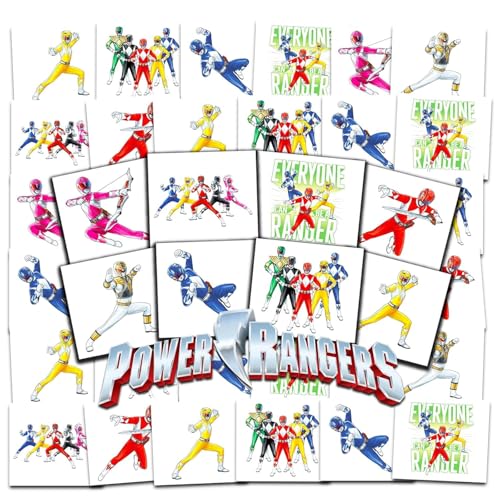 Power Rangers Temporäre Tattoos Partygeschenke Bündel ~ 70+ perforierte einzelne 5,1 x 5,1 cm Power Rangers Tattoos für Kinder Jungen Mädchen (Power Rangers Party Supplies MADE IN USA) von Power Rangers