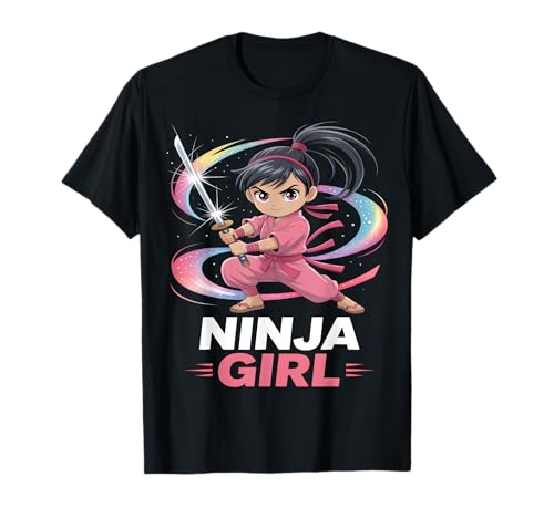 Ninja-Mädchen im Anime-Stil T-Shirt von Power Spark Apparel