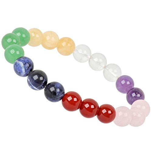 ELEDORO PowerBead Damen-Armband Stretch aus Edelstein Perlen 10mm Multicolor Edelsteinen Chakra 7 von ELEDORO