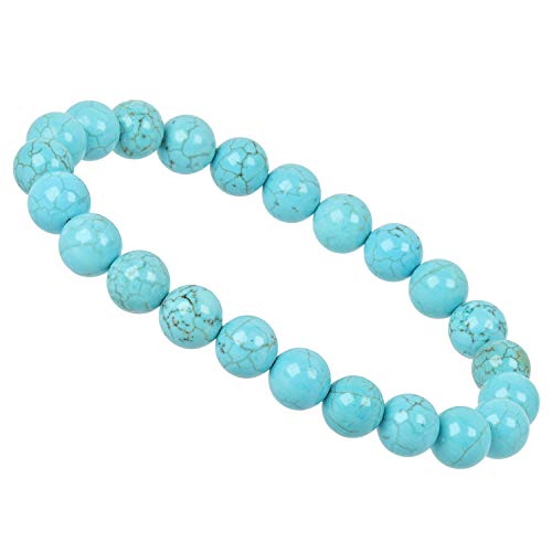 ELEDORO echtes Edelstein Perlen Armband - Natürliche Chakra Power Steine, Stretch Design, 8mm (Howlith blau) von ELEDORO
