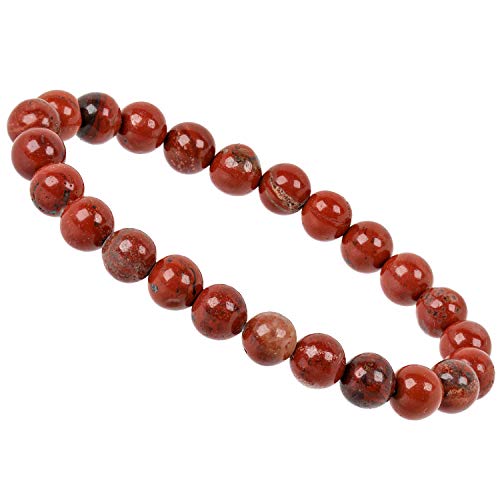 ELEDORO Stretch Armband aus echten Edelsteinperlen – 8mm Roter Jaspis – Handgemachtes Schmuckstück für Damen & Herren – Energie & Balance von ELEDORO