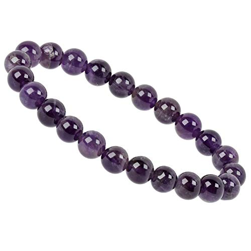 ELEDORO echtes Edelstein Perlen Armband - Natürliche Chakra Power Steine, Stretch Design, 8mm (Amethyst) von ELEDORO