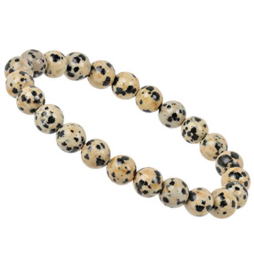 ELEDORO echtes Edelstein Perlen Armband - Natürliche Chakra Power Steine, Stretch Design, 8mm (Dalmatiner Jaspis) von ELEDORO