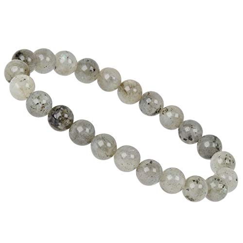 ELEDORO Handgefertigtes Edelstein Perlen Stretch Armband - Echte Steine 8mm (Labradorit) von ELEDORO