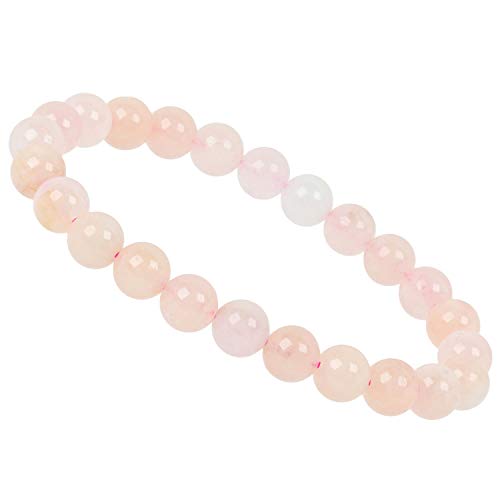 ELEDORO Handgefertigtes Edelstein Perlen Stretch Armband - Echte Steine 8mm (Morganit) von ELEDORO
