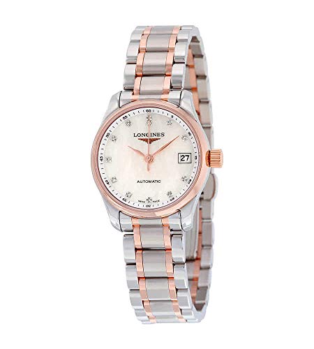 Longines Damen-Armbanduhr Armband Edelstahl Rotgold Automatik Zifferblatt Perlmutt Analog L21285897 von PowerBirdPromotions