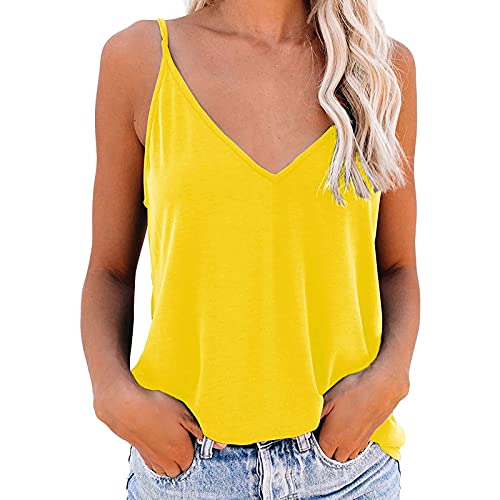 PowerFul-LOT Damen Unterhemden Spaghettiträger Damen Basic Top Lange Tanks Verstellbarer Spaghetti Strap Cami Camisole Tank Top von PowerFul-LOT