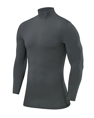 PowerLayer Herren Kompression Basisschicht Oberteil mit Langen Ärmeln und Mock Neck Ausschnitt - Dunkelgrün, M von PowerLayer