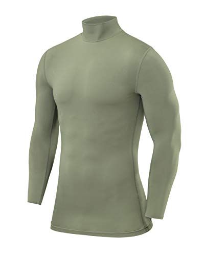 PowerLayer Herren Kompression Basisschicht Oberteil mit Langen Ärmeln und Mock Neck Ausschnitt - Hellgrün, XL von PowerLayer