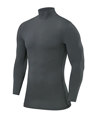 PowerLayer Kompressionsshirt Herren - Compression Shirt Funktionssshirt Langarm - Laufshirt Herren - Mock Neck Sportshirt - Longsleeve Oberteil Unterziehshirt - Dunkelgrün, XXL von PowerLayer