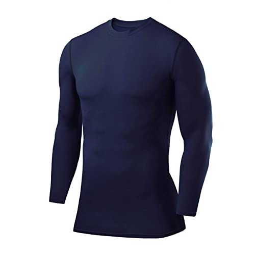 PowerLayer Herren Kompressions Shirt mit Rundhalsausschnitt - Dunkelblau, XS von PowerLayer