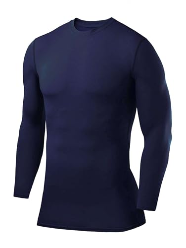 PowerLayer Herren Kompressions Shirt mit Rundhalsausschnitt - Dunkelblau, XXL von PowerLayer