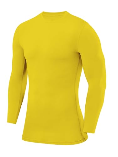 PowerLayer Herren Kompressions Shirt mit Rundhalsausschnitt Gelb, L von PowerLayer