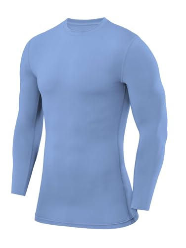 PowerLayer Herren Kompressions Shirt mit Rundhalsausschnitt Hellblau, L von PowerLayer