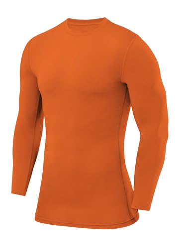 PowerLayer Herren Kompressions Shirt mit Rundhalsausschnitt Orange, L von PowerLayer