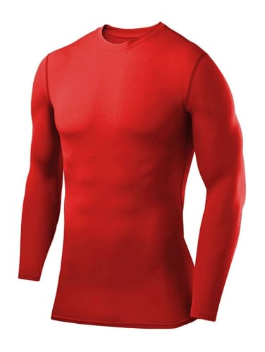PowerLayer Herren Kompressions Shirt mit Rundhalsausschnitt - Rot (Alt), XXL von PowerLayer