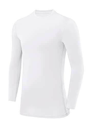 PowerLayer Herren Kompressions Shirt mit Rundhalsausschnitt - Weiss, L von PowerLayer