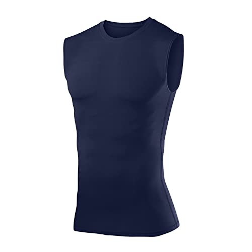 PowerLayer Herren Kompressionsshirt/Funktionsshirt - Ärmellos - Marineblau, L von PowerLayer