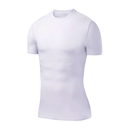 PowerLayer Herren Kompressionsshirt/Funktionsshirt - Kurzarm - Weiss, L von PowerLayer