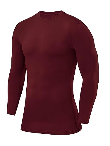 PowerLayer Herren Kompressions Shirt mit Rundhalsausschnitt - Cabernet, L von PowerLayer