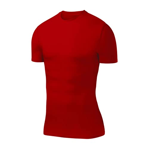 PowerLayer Herren Kompressionsshirt/Funktionsshirt - Kurzarm - Rot, L von PowerLayer