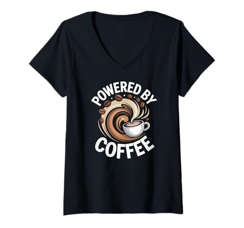 Damen Bereitgestellt von Coffee Caffeine Addict Coffee Lover Squad T-Shirt mit V-Ausschnitt Damen Bereitgestellt von Coffee Caffeine Addict Coffee Lover Squad T-Shirt mit V-Ausschnitt von Powered By Coffee Coffee Beans Espresso
