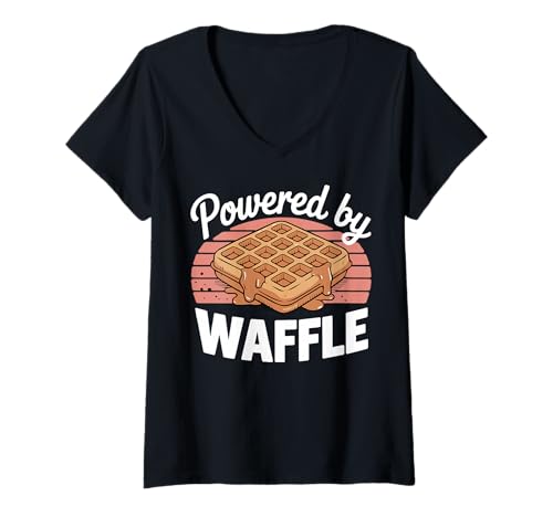 Damen Angetrieben durch Waffelsirup und Butter köstliches Frühstücksessen T-Shirt mit V-Ausschnitt von Powered By Waffle Syrup And Butter Sweet Breakfast
