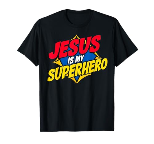 Jesus ist Mein Superheld Christlicher Gott Religiöser Comic für Kinder und Jungen T-Shirt von Powerful Christian Faith God Family Matching Gifts