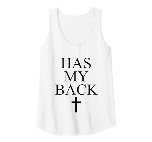 Damen Has My Back Minimalist Christian Cross Faith Tank Top von Powerful Christian Statement of Faith Jesus