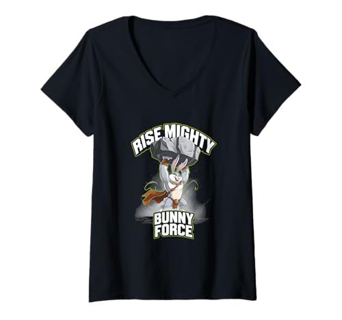 Damen Fitness Bunny Gym Giant Rise Mightty Bunny Force Lustiges Kaninchen T-Shirt mit V-Ausschnitt Damen Fitness Bunny Gym Giant Rise Mightty Bunny Force Lustiges Kaninchen T-Shirt mit V-Ausschnitt von Powerful Creature Training Gym Workout Lovers Tees
